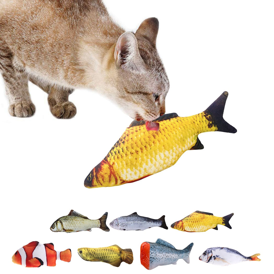 Pet Soft Plush 3D Fish Shape Cat Toy Interactive Gifts Fish Catnip Toys Stuffed Pillow Doll Simulation Fish Playing Toy For Pet