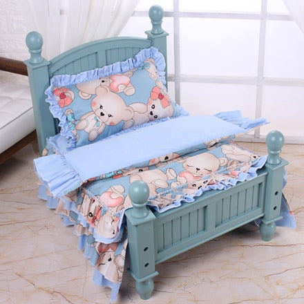 Cotton pet bedding dog bedding four-piece pet pillow multicolor pattern without wooden bed