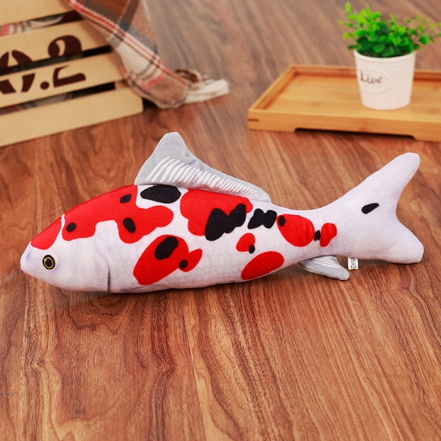 Pet Soft Plush Creative 3D Carp Fish Shape Cat Toy Gifts Catnip Fish Stuffed Pillow Doll Simulation Fish Playing Toy For Pet