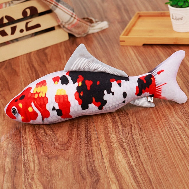 Pet Soft Plush Creative 3D Carp Fish Shape Cat Toy Gifts Catnip Fish Stuffed Pillow Doll Simulation Fish Playing Toy For Pet