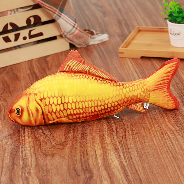 Pet Soft Plush Creative 3D Carp Fish Shape Cat Toy Gifts Catnip Fish Stuffed Pillow Doll Simulation Fish Playing Toy For Pet