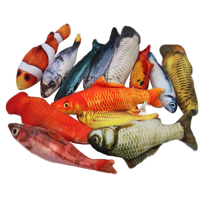 Pet Soft Plush Creative 3D Carp Fish Shape Cat Toy Gifts Catnip Fish Stuffed Pillow Doll Simulation Fish Playing Toy For Pet