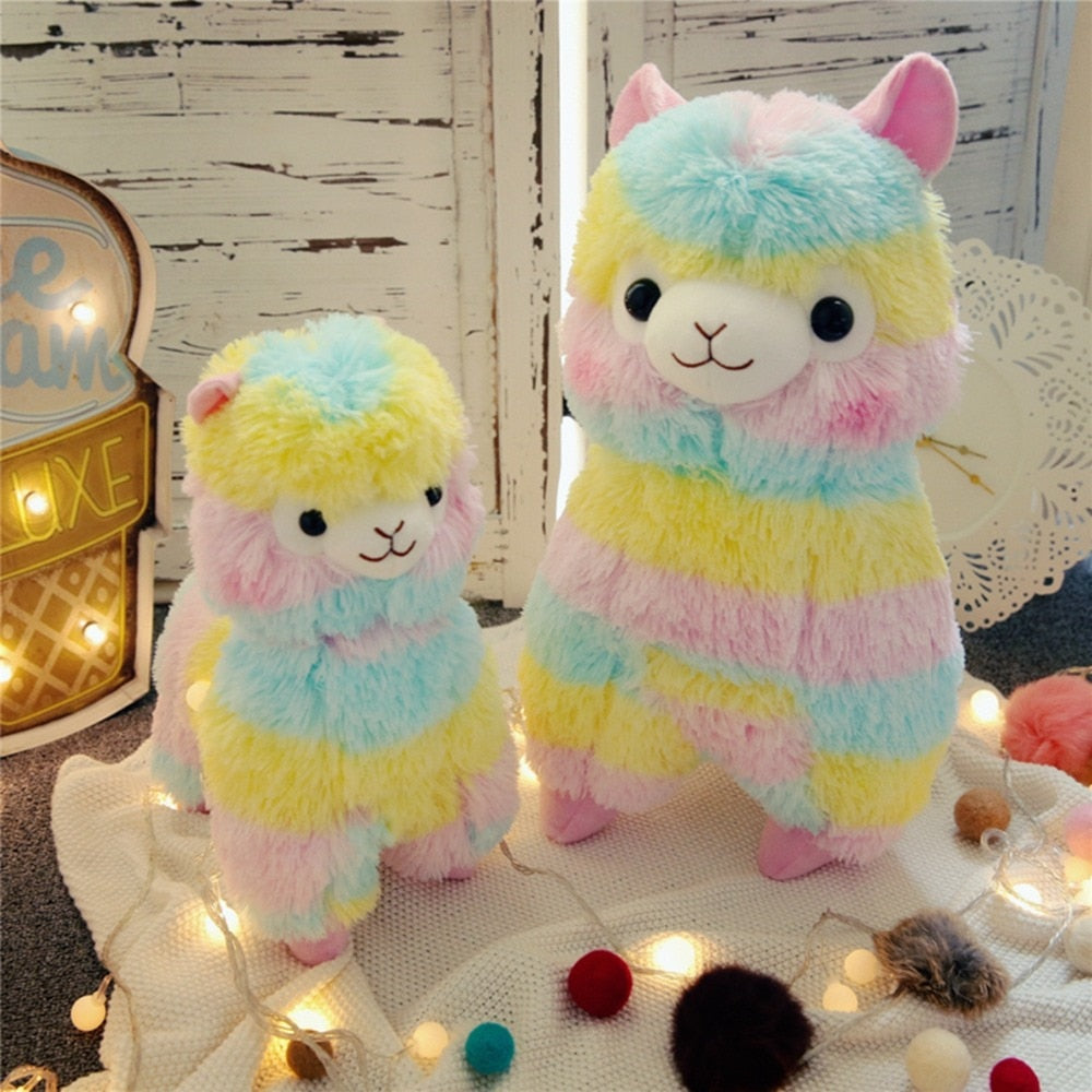 Rainbow Alpaca Vicugna Kawaii Sheep Stuffed Japanese Stuffed Animals Kids Children's Gift Plush Doll Toy