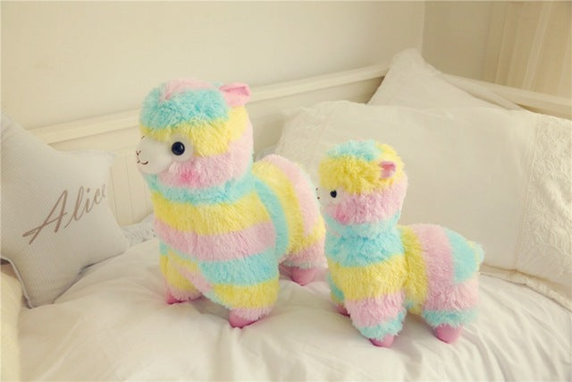 Rainbow Alpaca Vicugna Kawaii Sheep Stuffed Japanese Stuffed Animals Kids Children's Gift Plush Doll Toy