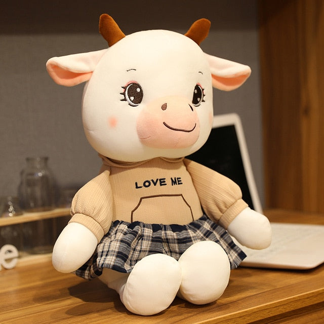 30/40/55cm Kawaii Cow Pet Doll Stuffed Lovely Animal Cattle Plush Toys for Children Girls Lover Birthday Christmas Gift Pillow