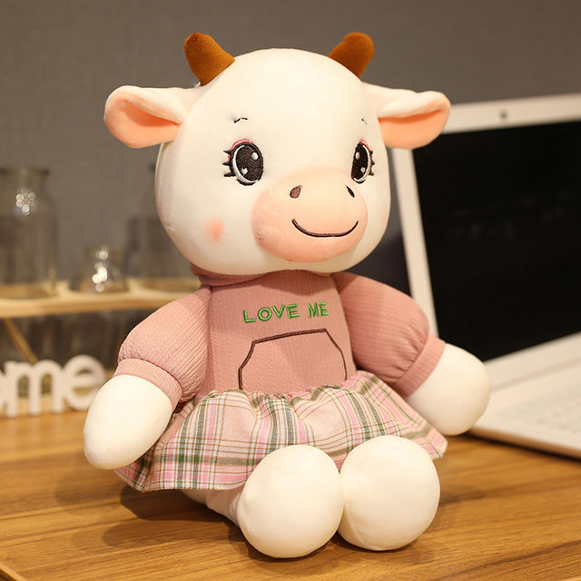 30/40/55cm Kawaii Cow Pet Doll Stuffed Lovely Animal Cattle Plush Toys for Children Girls Lover Birthday Christmas Gift Pillow