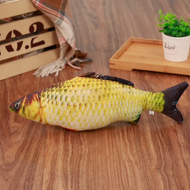 Pet Soft Plush Creative 3D Carp Fish Shape Cat Toy Gifts Catnip Fish Stuffed Pillow Doll Simulation Fish Playing Toy For Pet