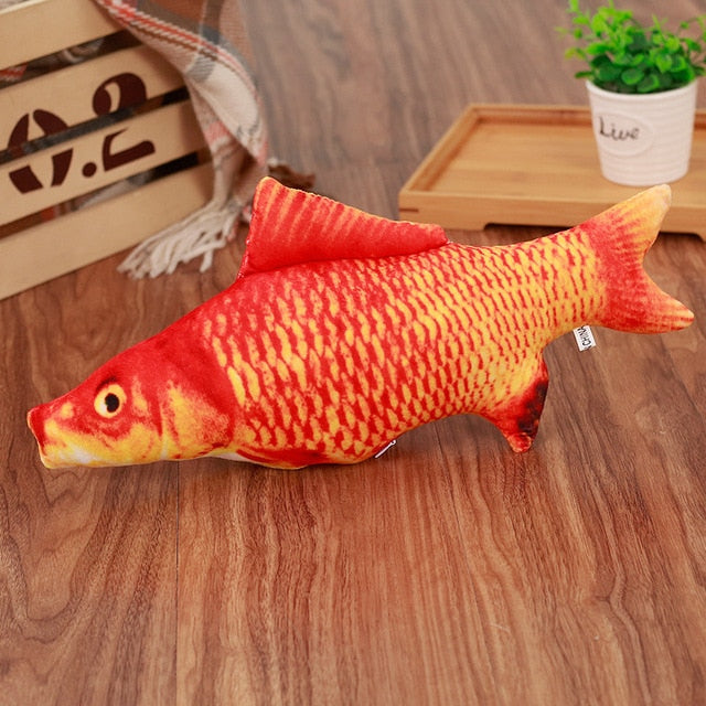 Pet Soft Plush Creative 3D Carp Fish Shape Cat Toy Gifts Catnip Fish Stuffed Pillow Doll Simulation Fish Playing Toy For Pet