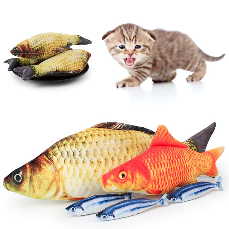 Multi-pattern Funny Lifelike Fish Shape Simulation Pet Cat Kitten Teaser Cute Playing Toy Pillow Doll With Catnip